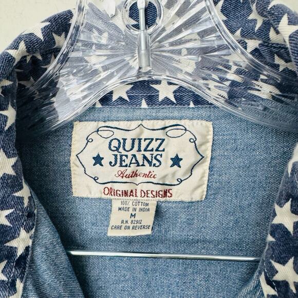 Quiz Jeans Red White And Blue Denim Button Up Shirt Women’s Size M - Picture 3 of 7